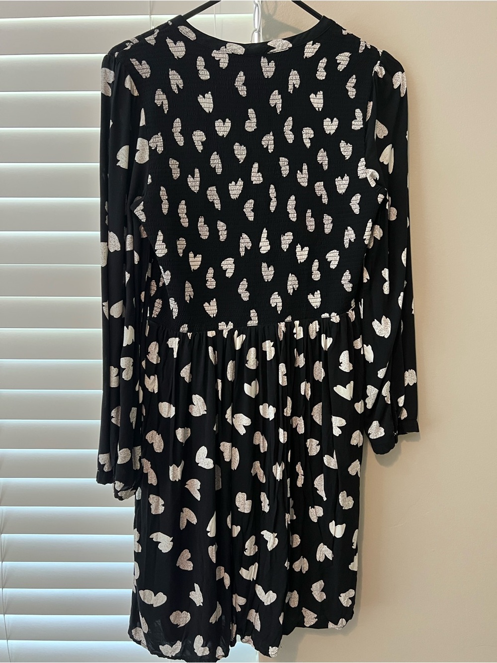 Maeve By Anthropologie Black Dress with White Heart Print SZ M - Picture 7 of 8